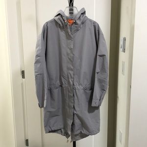 Joe Fresh Oversized Light Grey Raincoat with White Zipper